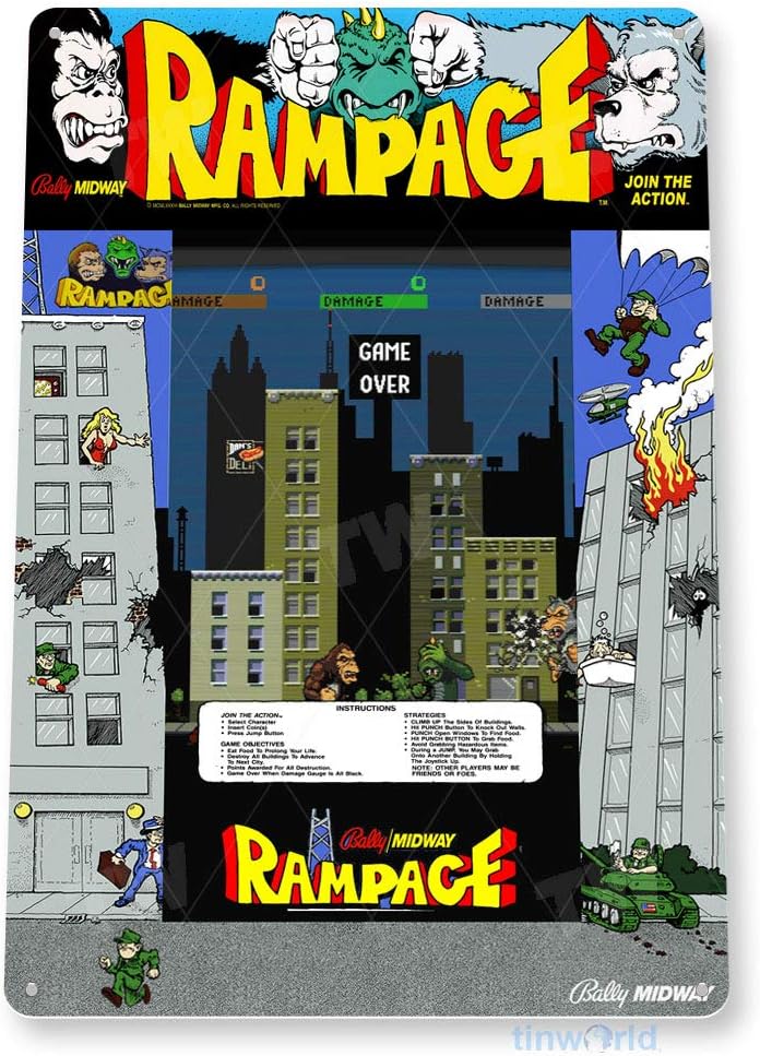 Arcade Vibes - TIN SIGN Rampage Arcade Sign Game
