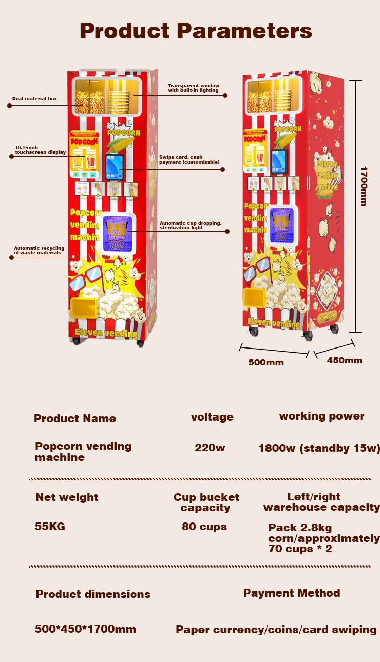 CE Commercial Snack Food Popco - Popcorn Vending Machine avaliação e preço