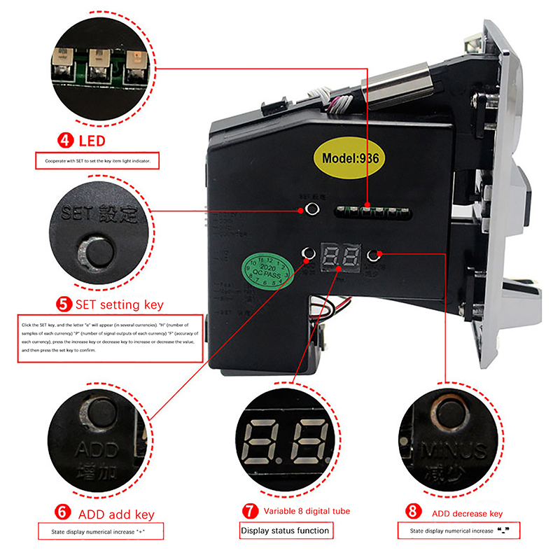1Pc 616 Multi Coin Slot Accept - Arcade Ticket Machine avaliação e preço