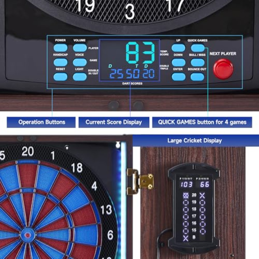 Electronic Dart Board with Cab - Electronic Dartboard Cabinet avaliação e preço