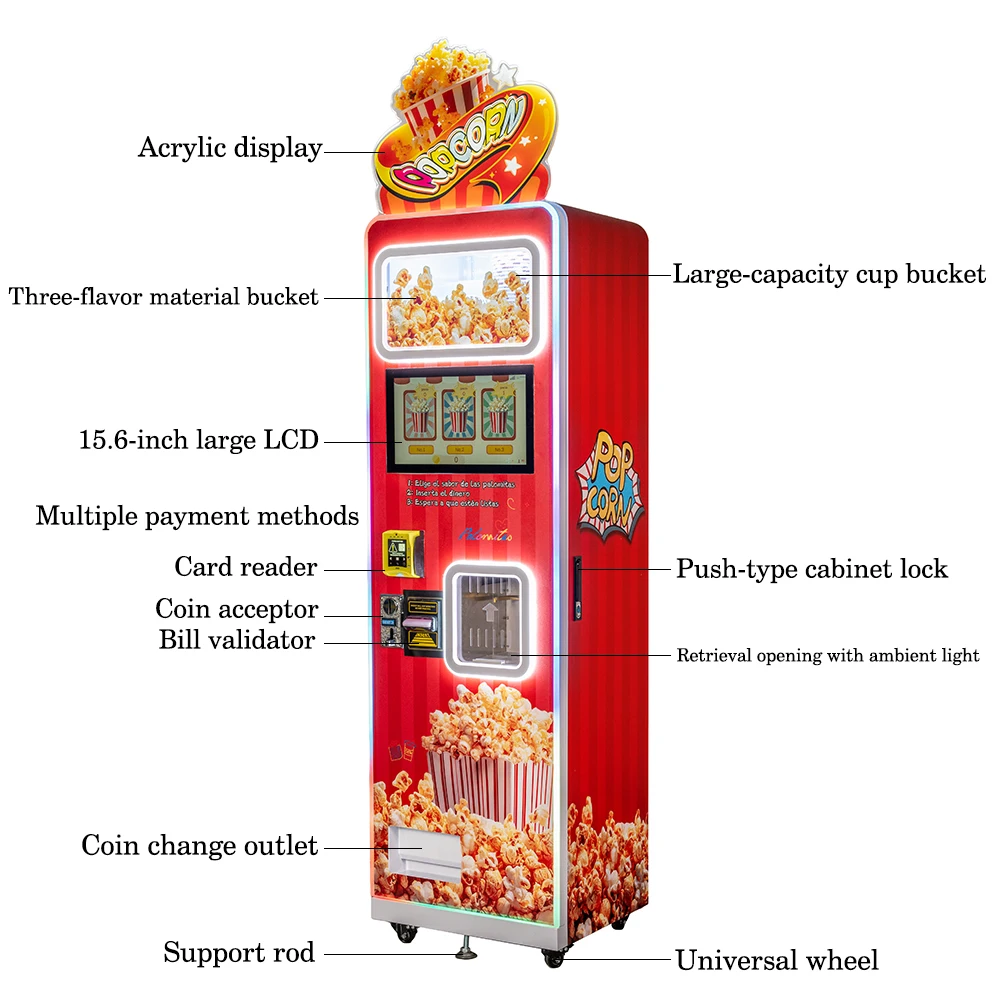 Best Seller 3 Flavoured Fully  - Popcorn Vending Machine avaliação e preço